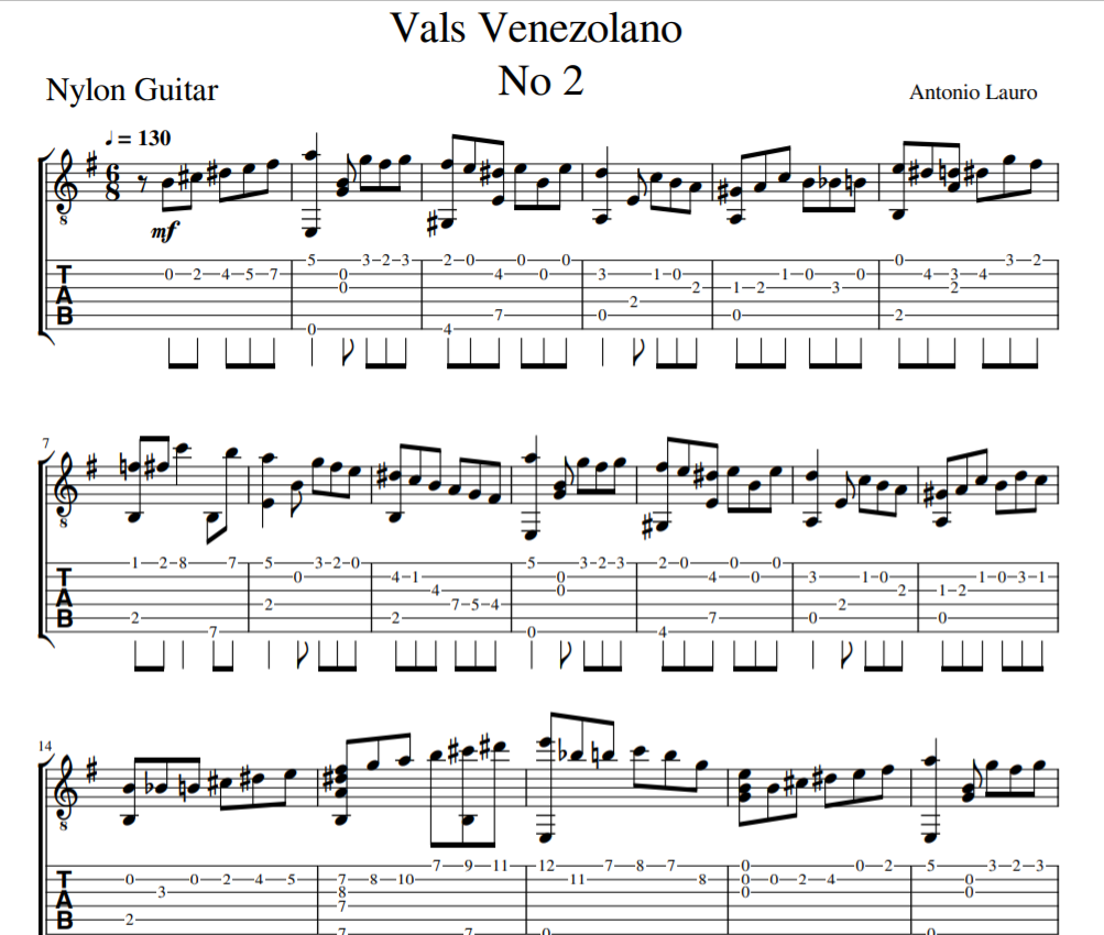 Vals Venezolano No 2 guitar tab
